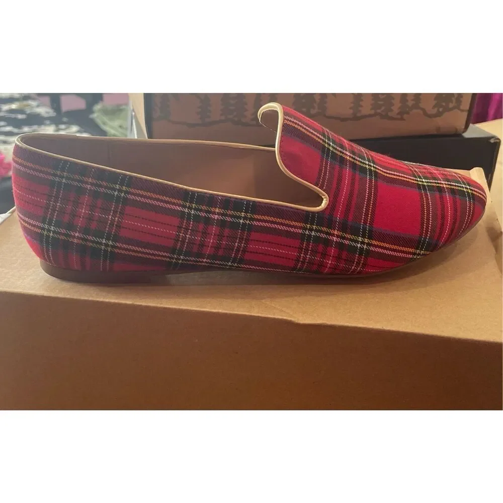 J. Crew Factory Vibrant Plaid Flats - Picture 2 of 6